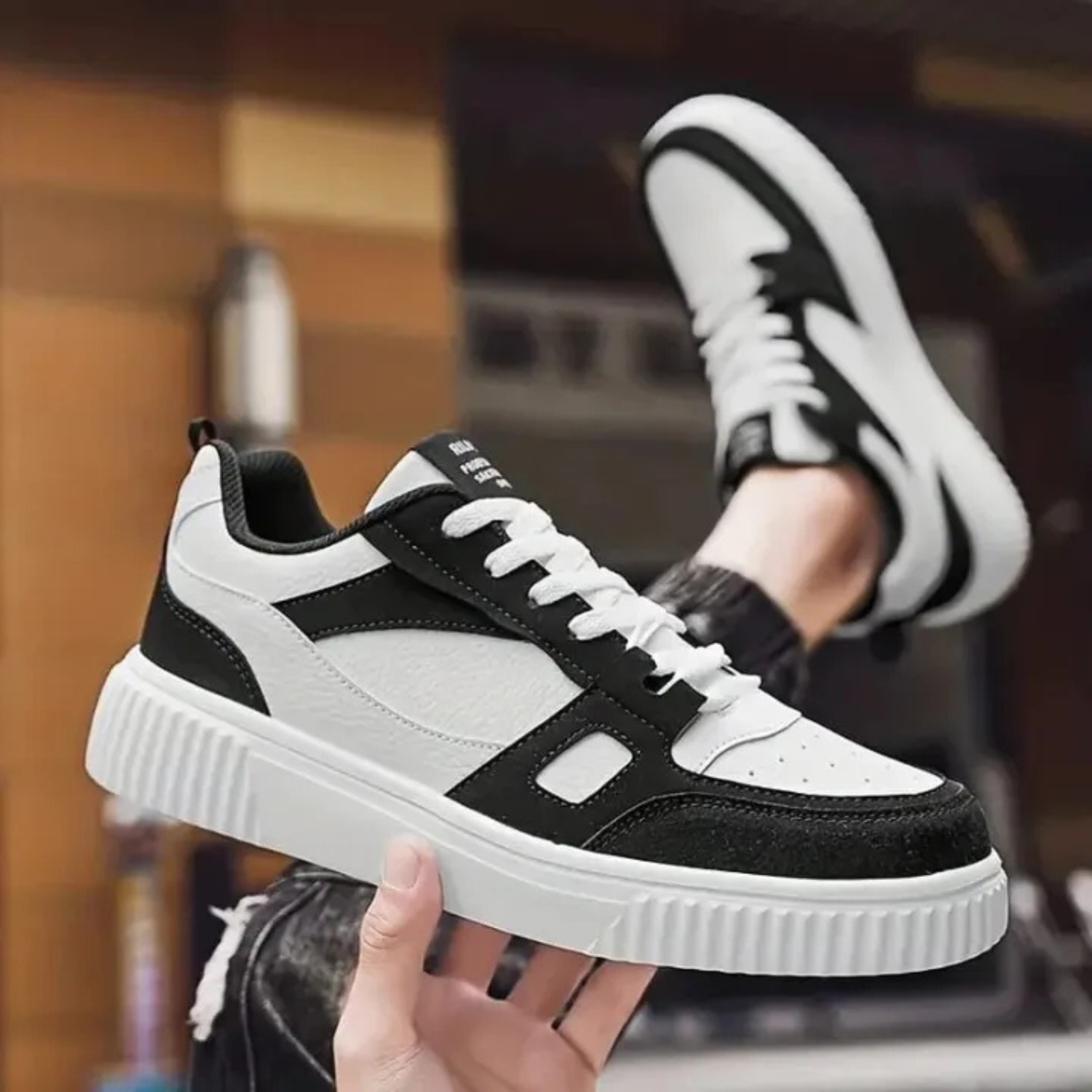 9 Premium Men's Casual Streetwear Sneakers – Black & White - Image 1
